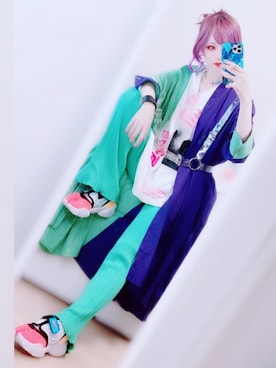 「OSMOSIS（オズモーシス）のアイテム（シャツワンピース）」を使った、砂漠さん（レディース・154cm）の夏コーディネート