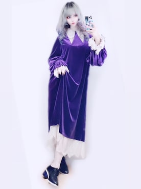 「ドレスシューズ」｜「アイテム（ドレス）」を使った、砂漠さん（レディース・154cm）の冬コーディネート