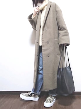 「URBAN RESEARCH（アーバンリサーチ）のアイテム（チェスターコート）」を使った、puki*さん（レディース・157cm）の冬コーディネート