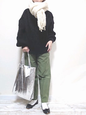 「ボリュームニット」｜「アイテム（アクセサリー）」を使った、puki*さん（レディース・157cm）の春コーディネート