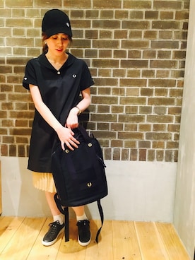「フレッドペリー」｜「アイテム（ワンピース/ドレス）」を使った、tomomiさん（レディース・153cm）の冬コーディネート