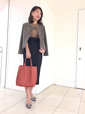 「URBAN RESEARCH ROSSO WOMEN（アーバンリサーチ　ロッソ）のアイテム（ライダースジャケット）」を使った、nambastaffさん（レディース・163cm）の秋コーディネート