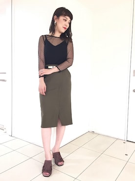 「ニットキャミソール」｜「アイテム（その他）」を使った、nambastaffさん（レディース・163cm）の秋コーディネート