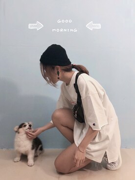 「狗狗」｜微胖尼莫さん（レディース・162cm）の春コーディネート