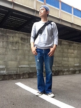 「BONZAIPAINT（バンザイペイント）のアイテム」を使った、マービーさん（メンズ・167cm）の夏コーディネート