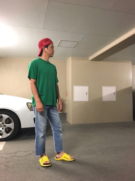 「CHUMS（チャムス）のアイテム（キャップ）」を使った、マービーさん（メンズ・168cm）の夏コーディネート
