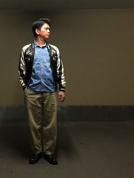 「70's」｜「アイテム（その他アウター）」を使った、マービーさん（メンズ・168cm）の秋コーディネート