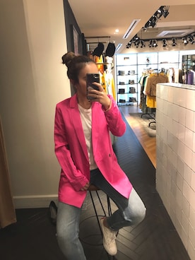 「SCOTCH&SODA（スコッチアンドソーダ）のアイテム（ジャケット/アウター）」を使った、まりなさん（レディース・153cm）の春コーディネート