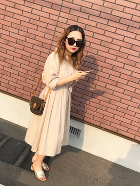 「NATURAL BEAUTY BASIC（ナチュラルビューティーベーシック）のアイテム（シャツワンピース）」を使った、yuriさん（レディース・155cm）の夏コーディネート