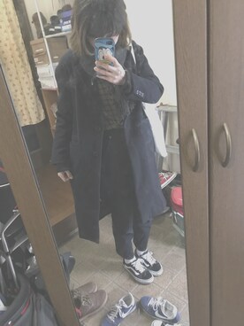 「kutir（クティール）のアイテム（デニムパンツ、ブルー系）」を使った、かめちさん（レディース）の冬コーディネート