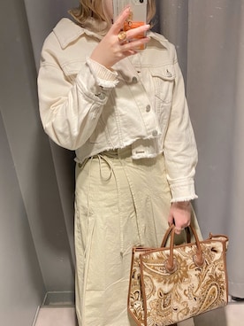「one after another NICE CLAUP（ワンアフターアナザーナイスクラップ）のアイテム（デニムジャケット）」を使った、NOZOMI。さん（レディース・159cm）の春コーディネート