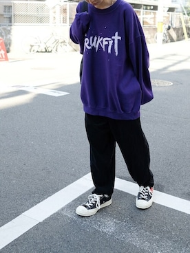 「アイテム（スウェット）」を使った、無無さん（メンズ・155cm）の冬コーディネート