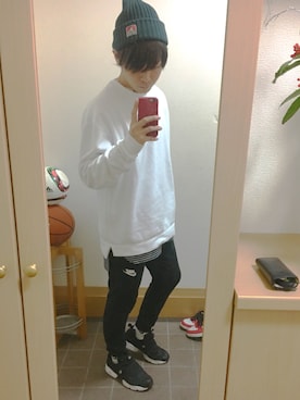 「BEN DAVIS（ベンデイビス）の【BEN DAVIS】ワンポイントロゴコットンワッチ（ニットキャップ/ビーニー、グリーン系）」を使った、2424さん（メンズ・176cm）の冬コーディネート