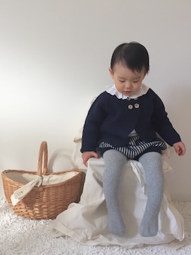 「ニットセットアップ」｜「アイテム（セットアップ）」を使った、はるきちさん（キッズ・80cm）の秋コーディネート