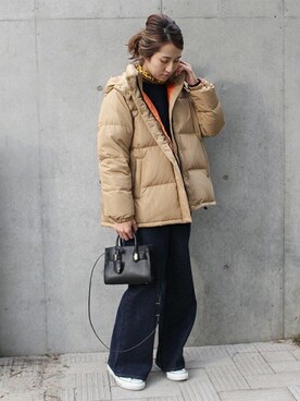 「FRAMeWORK（フレームワーク）のアイテム（ダウンジャケット/コート）」を使った、haruさん（レディース・163cm）の秋コーディネート