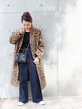 FRAMeWORK × 金子綾スタンドカラー　レオパード ロングコート FRAMeWORK（フレームワーク）の「金子綾 × FRAMeWORK コート◇（その他