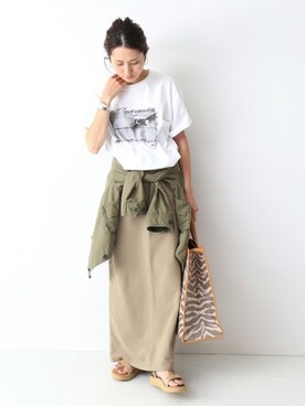 「FRAMeWORK（フレームワーク）のアイテム（ミリタリージャケット）」を使った、haruさん（レディース・163cm）の夏コーディネート