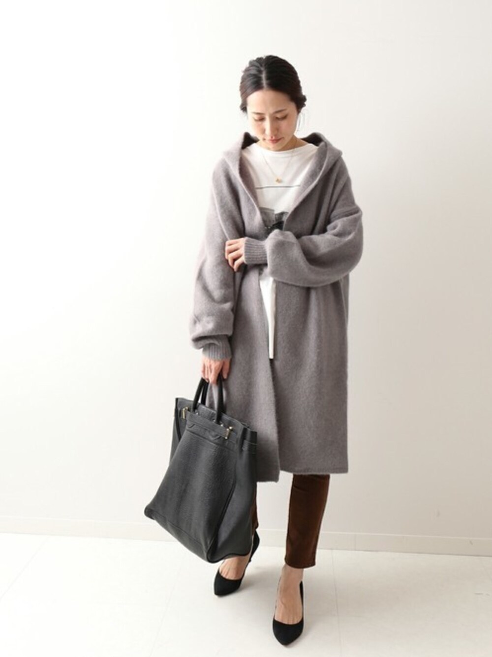 【フレームワーク】ふわふわ　フォックス　ウール　フード　ロング　カーディガン フレームワーク】ふわふわ フォックス ウール ロング カーディガン