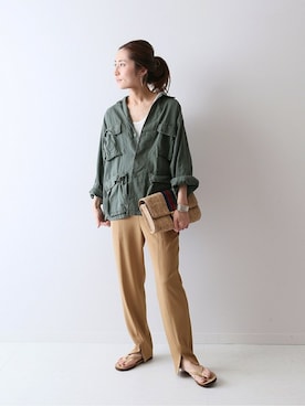 「FRAMeWORK（フレームワーク）のアイテム（ミリタリージャケット）」を使った、haruさん（レディース・161cm）の春コーディネート