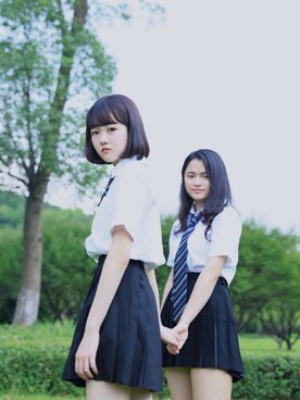 「tのアイテム（シャツ/ブラウス、ホワイト系）」を使った、CHAEYEAHさん（レディース・168cm）の秋コーディネート