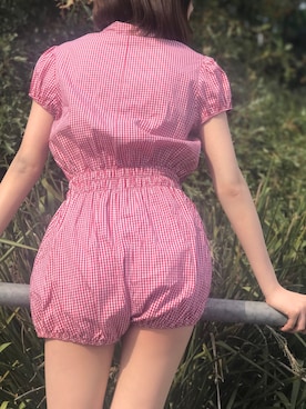 「アイテム（つなぎ/オールインワン、レッド系）」を使った、CHAEYEAHさん（レディース・168cm）の秋コーディネート