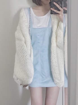 「Rosarymoon（ロザリームーン）のアイテム（ワンピース、ブルー系）」を使った、CHAEYEAHさん（レディース・168cm）の秋コーディネート