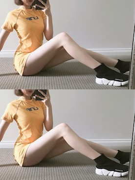 「UNIF（ユニフ）のアイテム（ワンピース/ドレス）」を使った、CHAEYEAHさん（レディース・168cm）の秋コーディネート