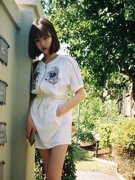 「meowのアイテム（ワンピース、ホワイト系）」を使った、CHAEYEAHさん（レディース・168cm）の秋コーディネート