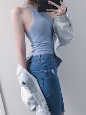 「Acne Studios（アクネストゥディオズ）のアイテム（デニムジャケット）」を使った、CHAEYEAHさん（レディース・168cm）の秋コーディネート