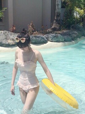 「leのアイテム（水着、ピンク系）」を使った、CHAEYEAHさん（レディース・168cm）の秋コーディネート