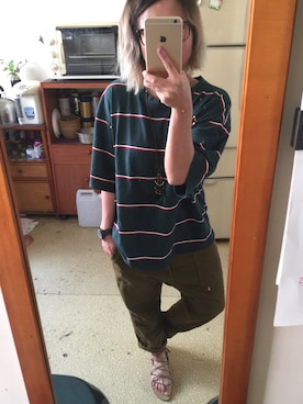 「ZARA WOMAN（ザラウーマン）のアイテム（チノパンツ）」を使った、培333さん（レディース・153cm）の夏コーディネート