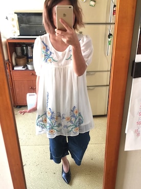 「刺繡洋裝」｜培333さん（レディース・153cm）の夏コーディネート