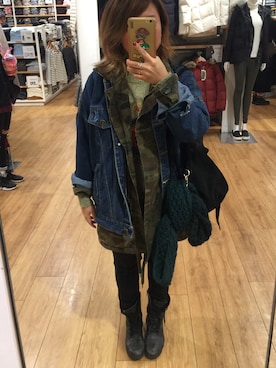 「Inside（インサイド）のアイテム」を使った、培333さん（レディース・153cm）の冬コーディネート