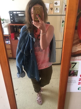 「ZARA WOMAN（ザラウーマン）のアイテム（チノパンツ）」を使った、培333さん（レディース・153cm）の夏コーディネート
