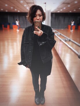 「PULL&BEAR（プルアンドベア）のアイテム（デニムジャケット）」を使った、培333さん（レディース・153cm）の冬コーディネート