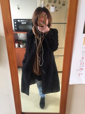 「帽T」｜培333さん（レディース・153cm）の冬コーディネート