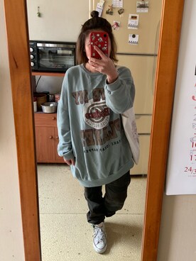 「PULL&BEAR（プルアンドベア）のアイテム（スウェット）」を使った、培333さん（レディース・153cm）の春コーディネート