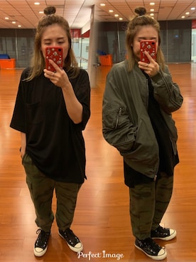 「PULL&BEAR（プルアンドベア）のアイテム（チノパンツ）」を使った、培333さん（レディース・153cm）の秋コーディネート