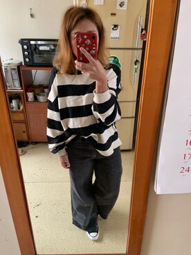 「PULL&BEAR（プルアンドベア）のアイテム（スウェット）」を使った、培333さん（レディース・153cm）の秋コーディネート