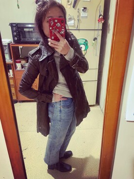 「靴」｜「アイテム（ムートンコート）」を使った、培333さん（レディース・153cm）の冬コーディネート