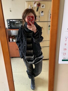 「PULL&BEAR（プルアンドベア）のアイテム（デニムジャケット）」を使った、培333さん（レディース・153cm）の冬コーディネート