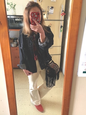 「PULL&BEAR（プルアンドベア）のアイテム（デニムジャケット）」を使った、培333さん（レディース・153cm）の冬コーディネート
