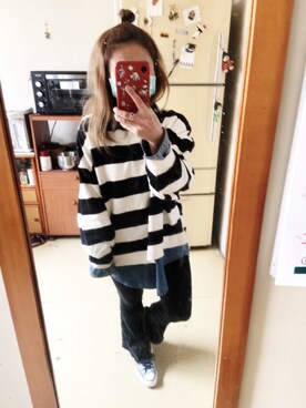「PULL&BEAR（プルアンドベア）のアイテム（スウェット）」を使った、培333さん（レディース・153cm）の春コーディネート