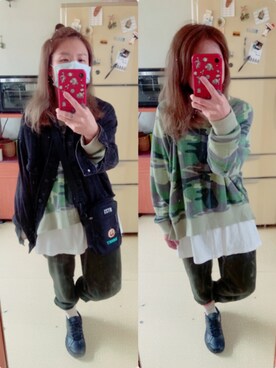 「PULL&BEAR（プルアンドベア）のアイテム（デニムジャケット）」を使った、培333さん（レディース・153cm）の春コーディネート