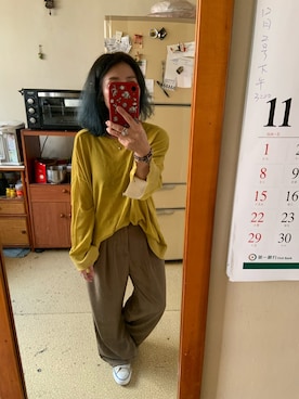 「芥末黃」｜培333さん（レディース・153cm）の秋コーディネート