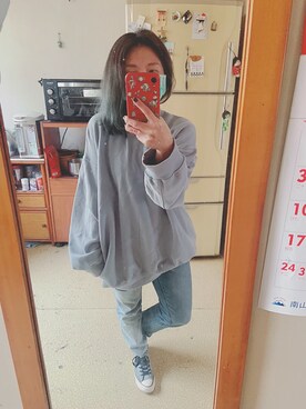 「blue」｜「アイテム（スウェット）」を使った、培333さん（レディース・153cm）の冬コーディネート