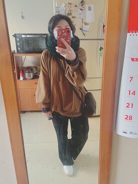 「帽T」｜培333さん（レディース・153cm）の冬コーディネート