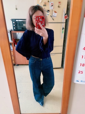 「blue」｜「アイテム（ニット/セーター）」を使った、培333さん（レディース・153cm）の夏コーディネート