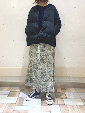 「新作」｜「アイテム（ダウンジャケット/コート）」を使った、ranranさん（レディース・163cm）の冬コーディネート