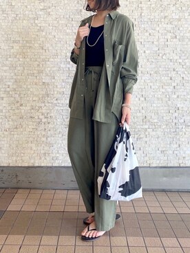 「RIVE DROITE（リヴドロワ）の《予約》【MAUA JEWELRY（マウアジュエリー）】ロングネックレス（ネックレス）」を使った、ranranさん（レディース・163cm）の夏コーディネート